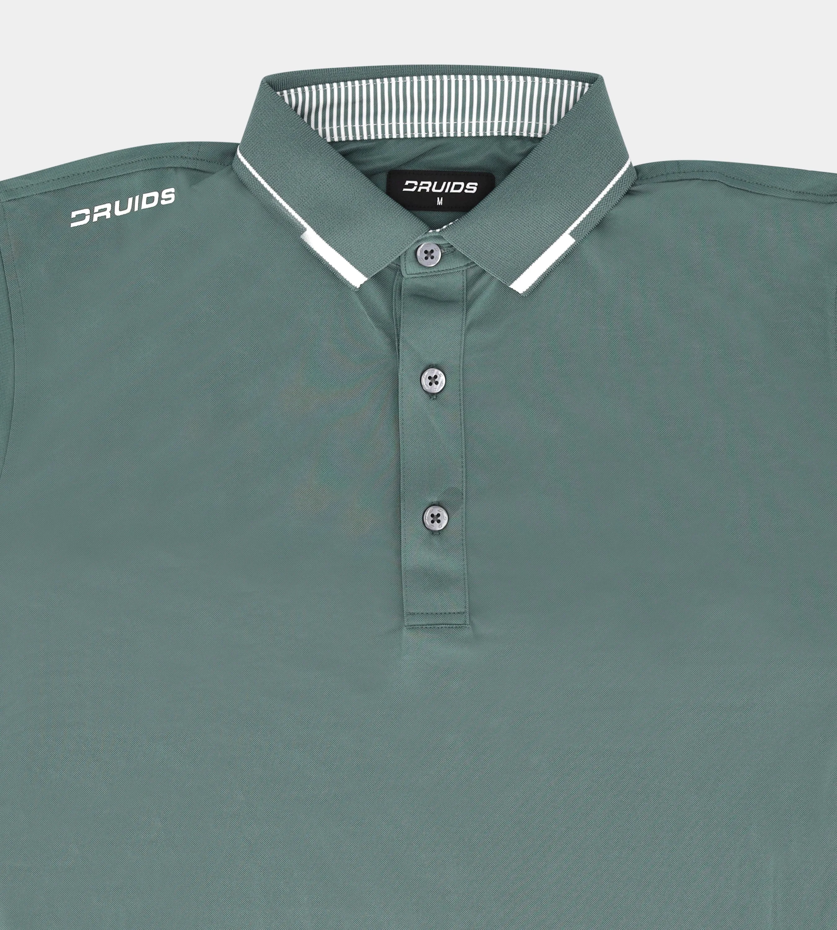 LEADER LONG SLEEVE POLO - SAGE/WHITE