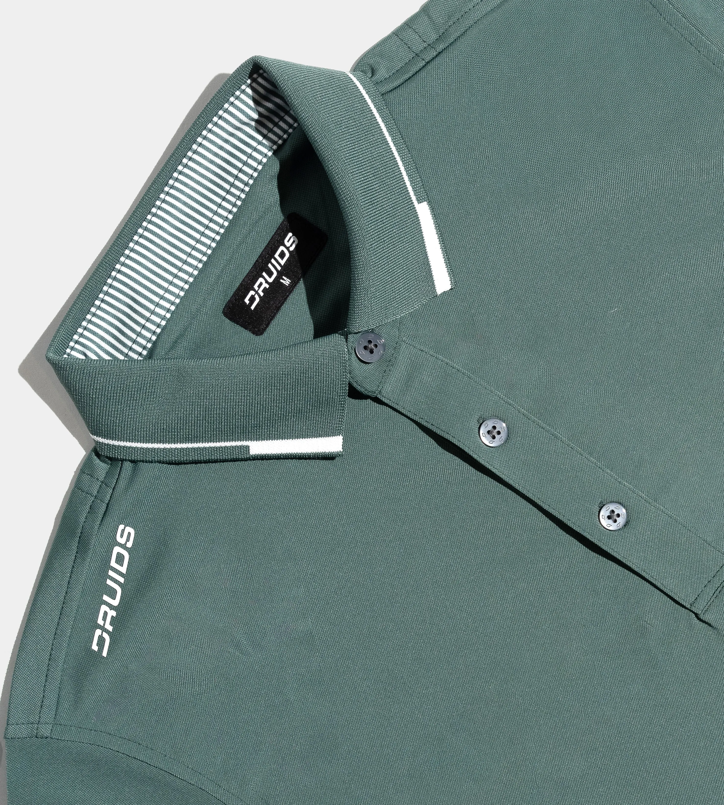 LEADER LONG SLEEVE POLO - SAGE/WHITE