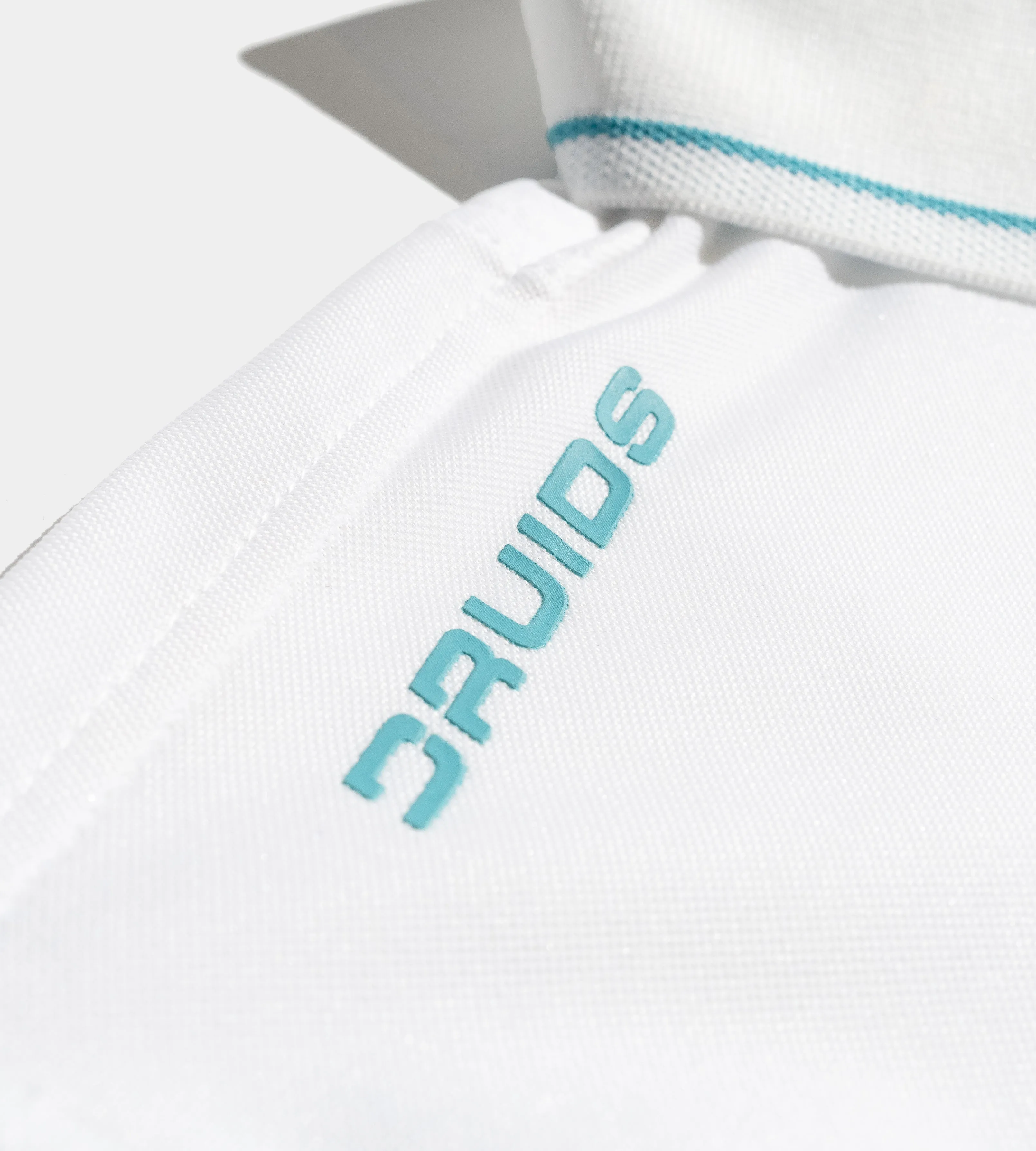 LEADER LONG SLEEVE POLO - WHITE/TEAL