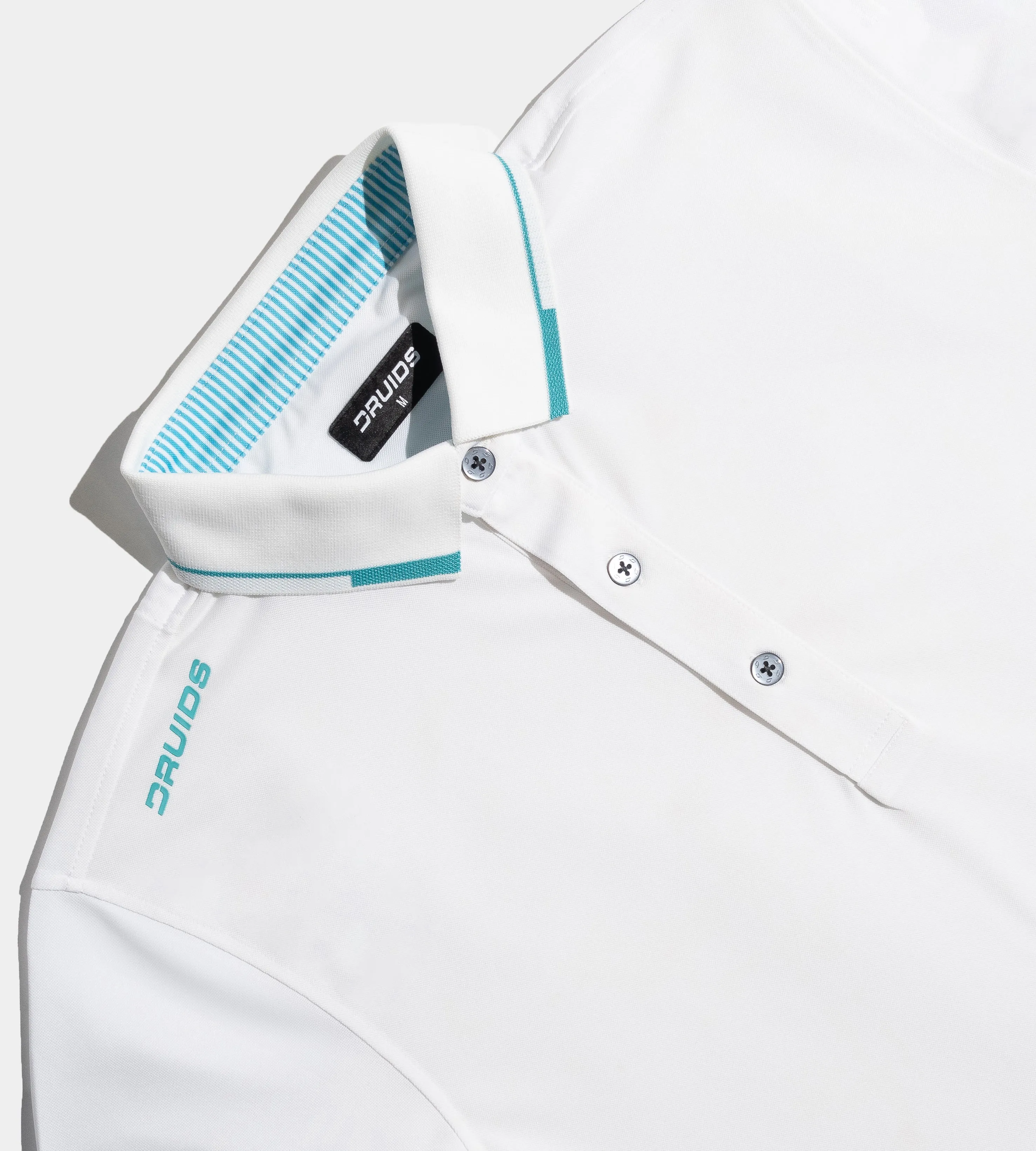 LEADER LONG SLEEVE POLO - WHITE/TEAL