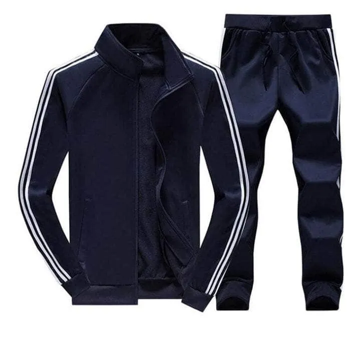 Lemon Tart Mens Striped Jacket and Jogger Pants Set - LTMSJJP1 - Navy Blue