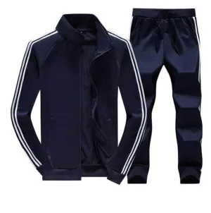 Lemon Tart Mens Striped Jacket and Jogger Pants Set - LTMSJJP1 - Navy Blue