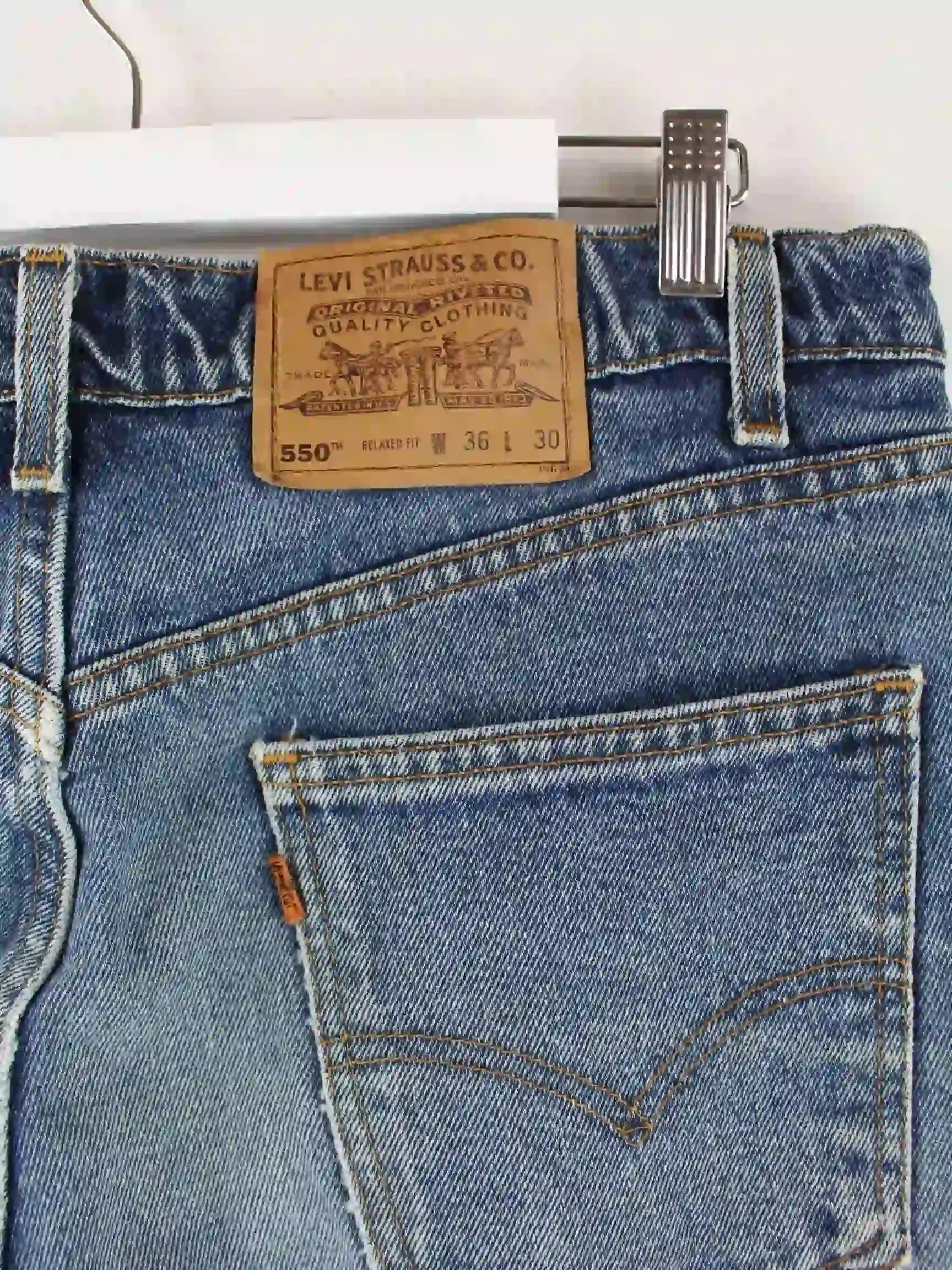 Levi's 550 Relaxed Fit Vintage 1997 Orange Tab Jeans Blau W36 L30