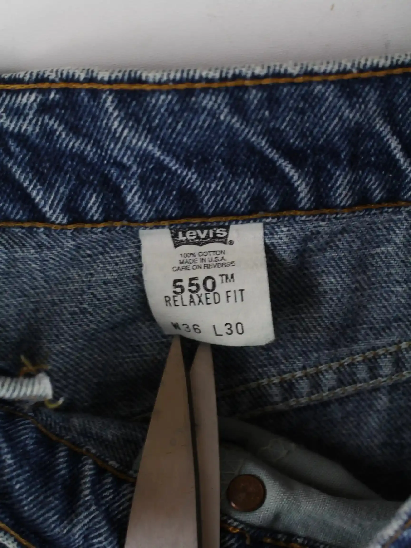 Levi's 550 Relaxed Fit Vintage 1997 Orange Tab Jeans Blau W36 L30