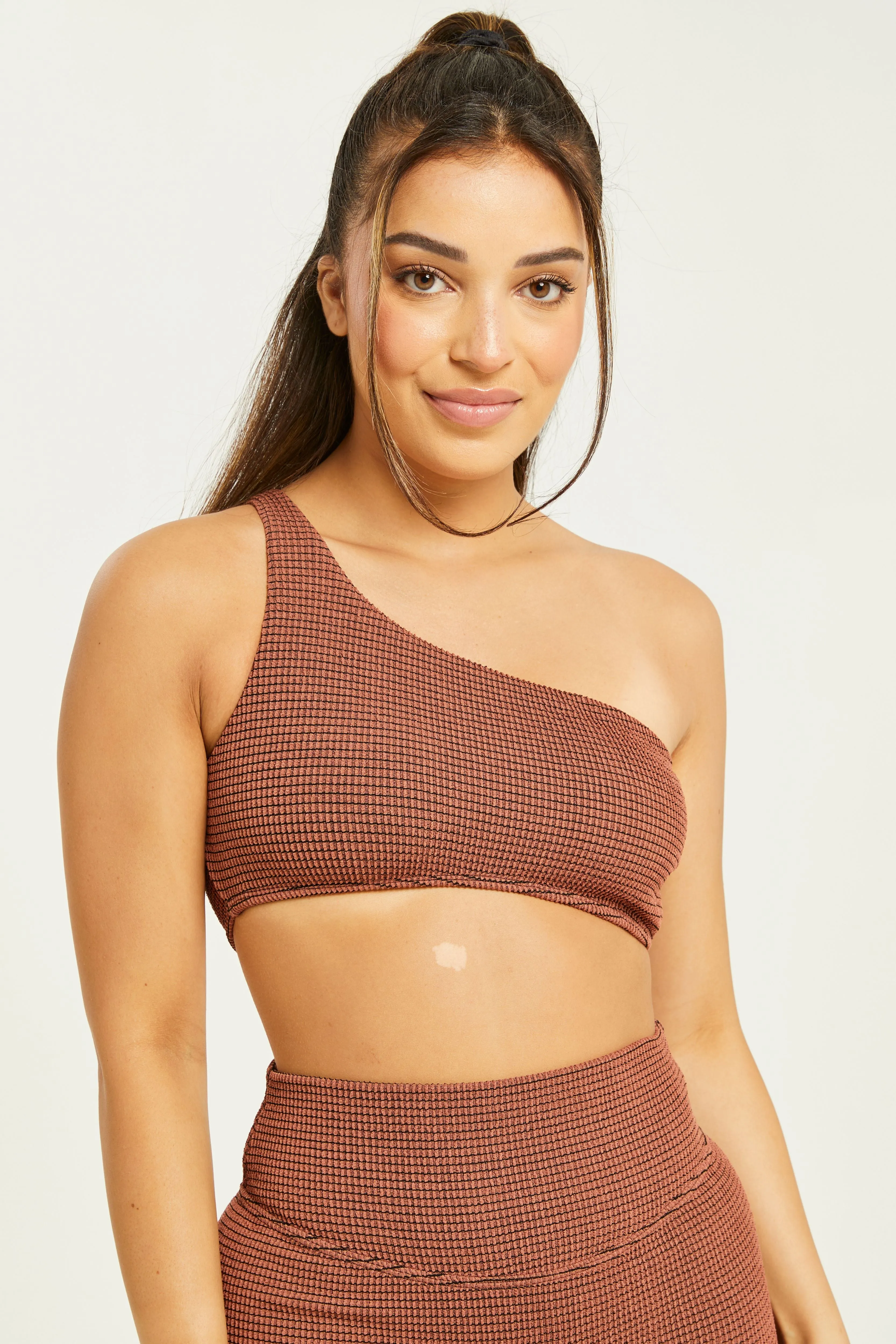 Lounge One Shoulder Top Mahogany