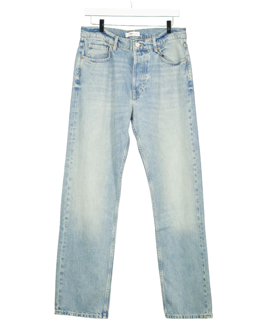MANGO Blue Relaxed-fit Medium Wash Jeans UK 12