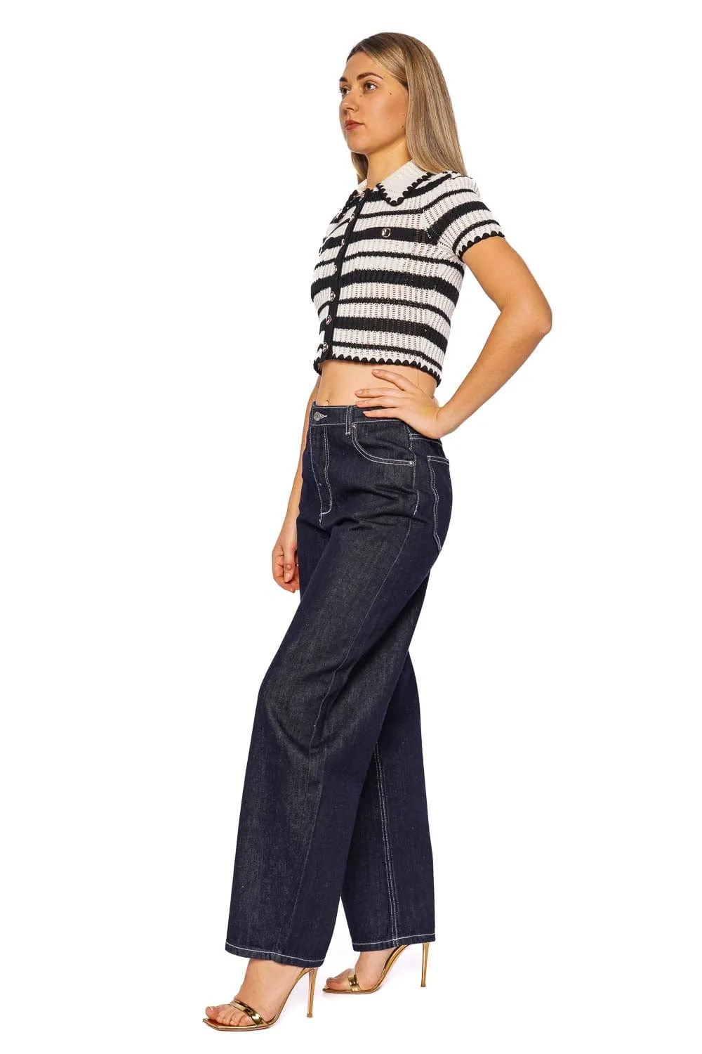 Marbel Rinse Mid Rise Barrel Jean