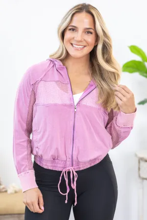 Mauve Washed Zipup Hoodie Jacket