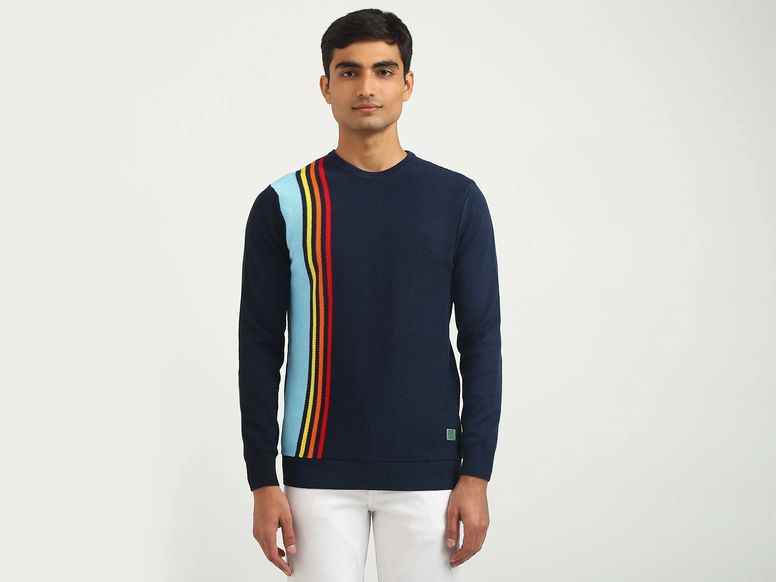 Men Striped Round Neck Sweater