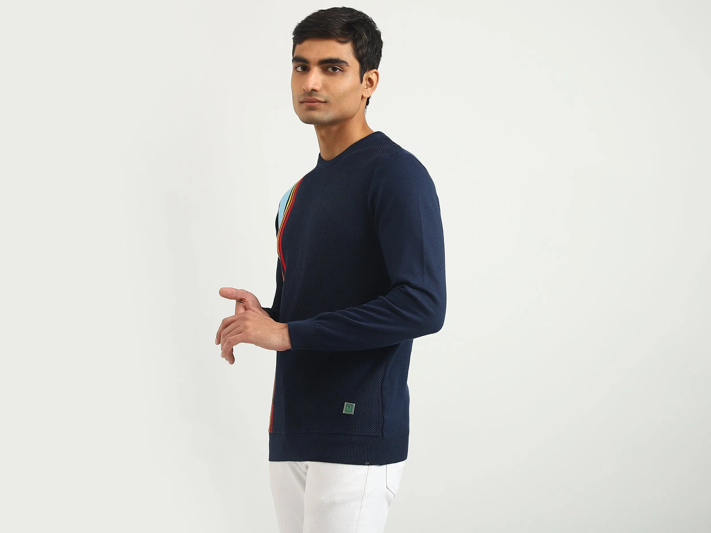 Men Striped Round Neck Sweater