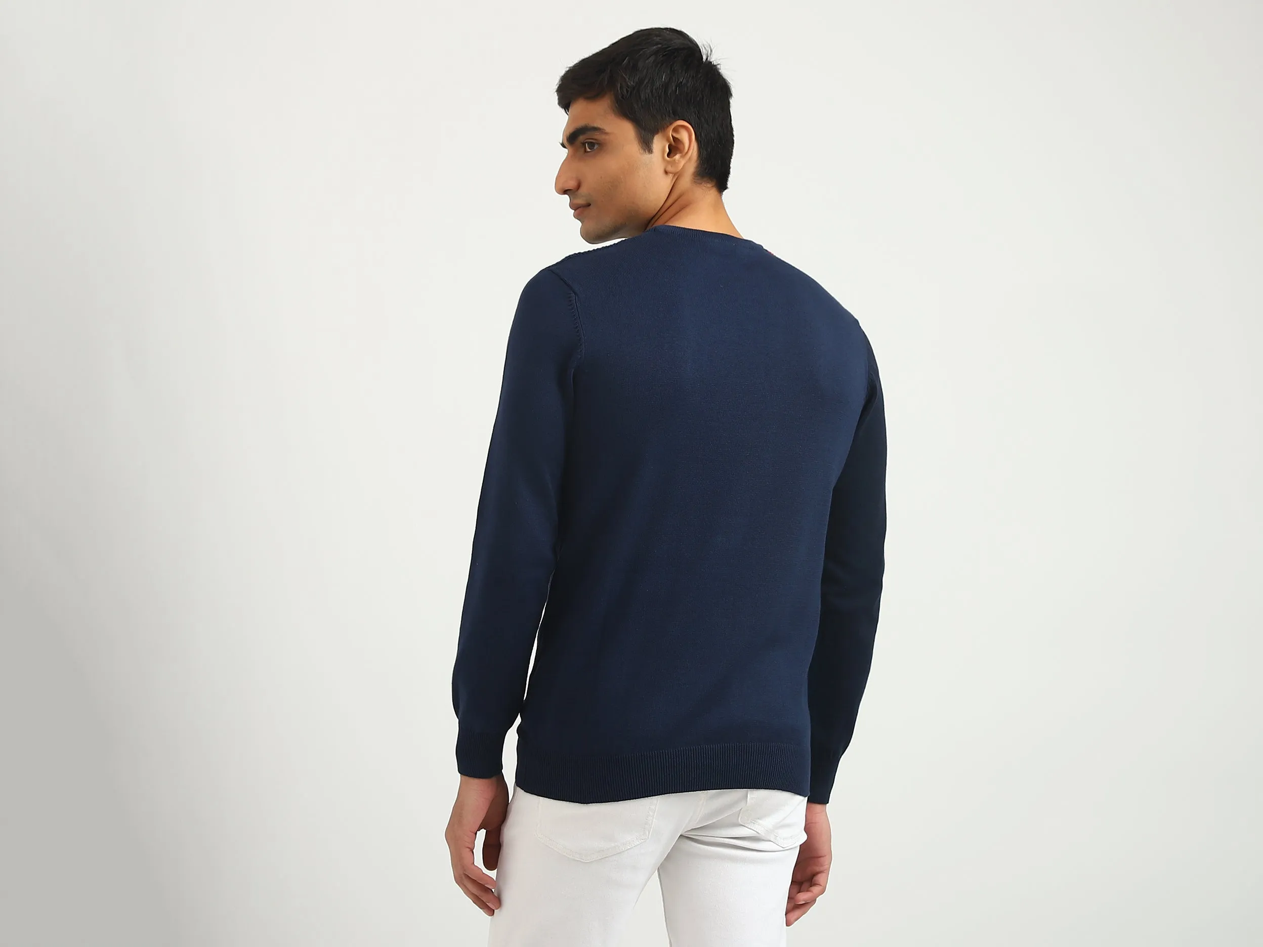Men Striped Round Neck Sweater