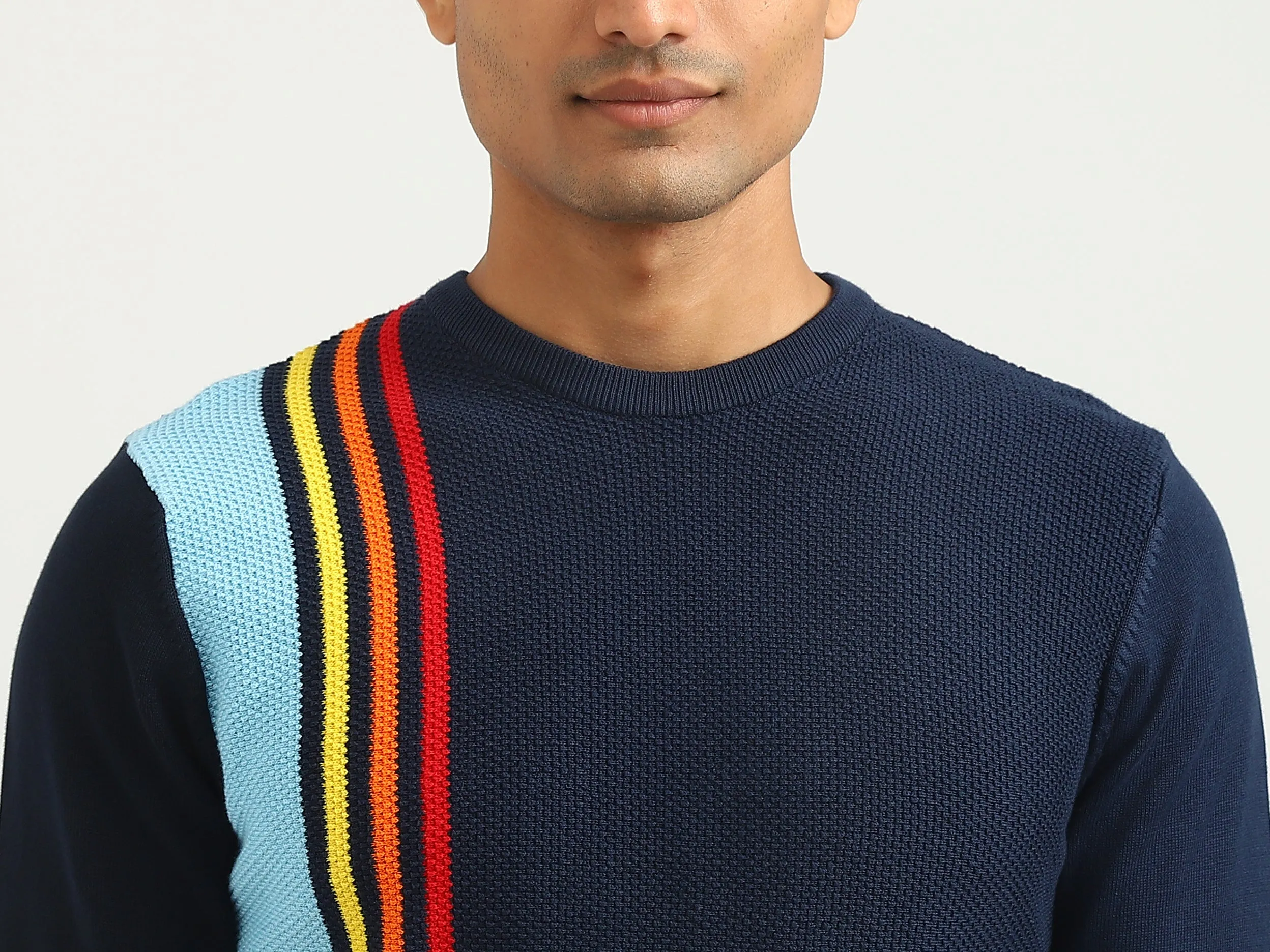 Men Striped Round Neck Sweater