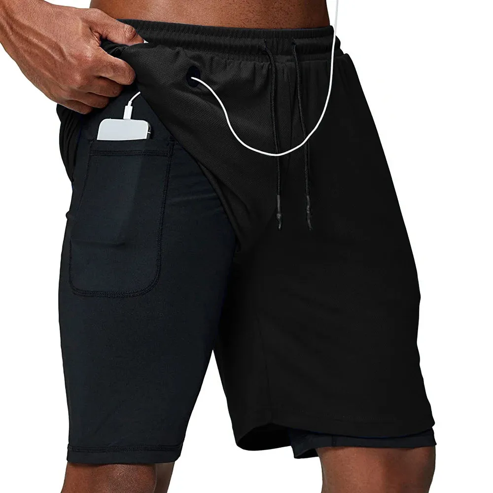Men's 2-in-1 Running Shorts for Fitness and Gym Training