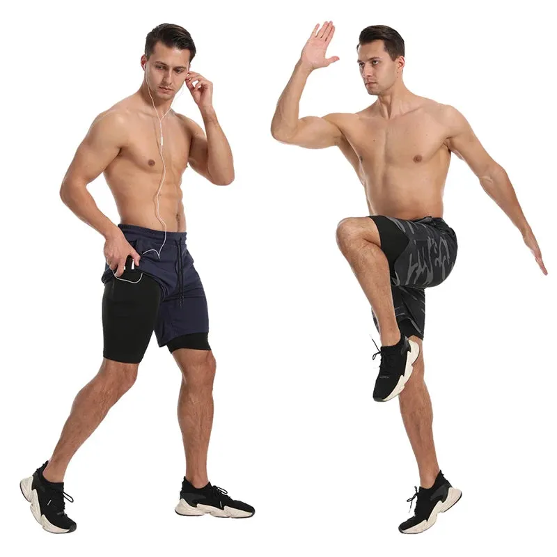 Men's 2-in-1 Running Shorts for Fitness and Gym Training