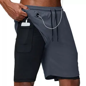 Men's 2-in-1 Running Shorts for Fitness and Gym Training