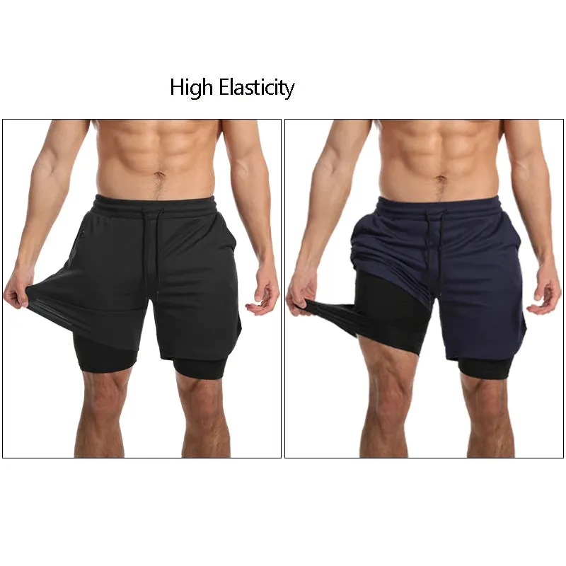 Men's 2-in-1 Running Shorts for Fitness and Gym Training