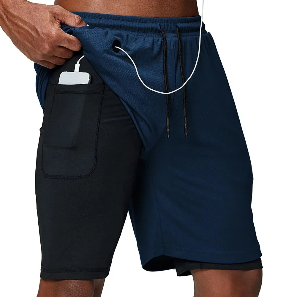 Men's 2-in-1 Running Shorts for Fitness and Gym Training