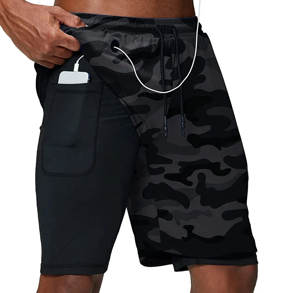 Men's 2-in-1 Running Shorts for Fitness and Gym Training