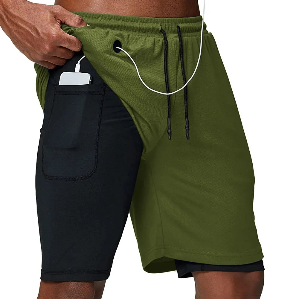 Men's 2-in-1 Running Shorts for Fitness and Gym Training