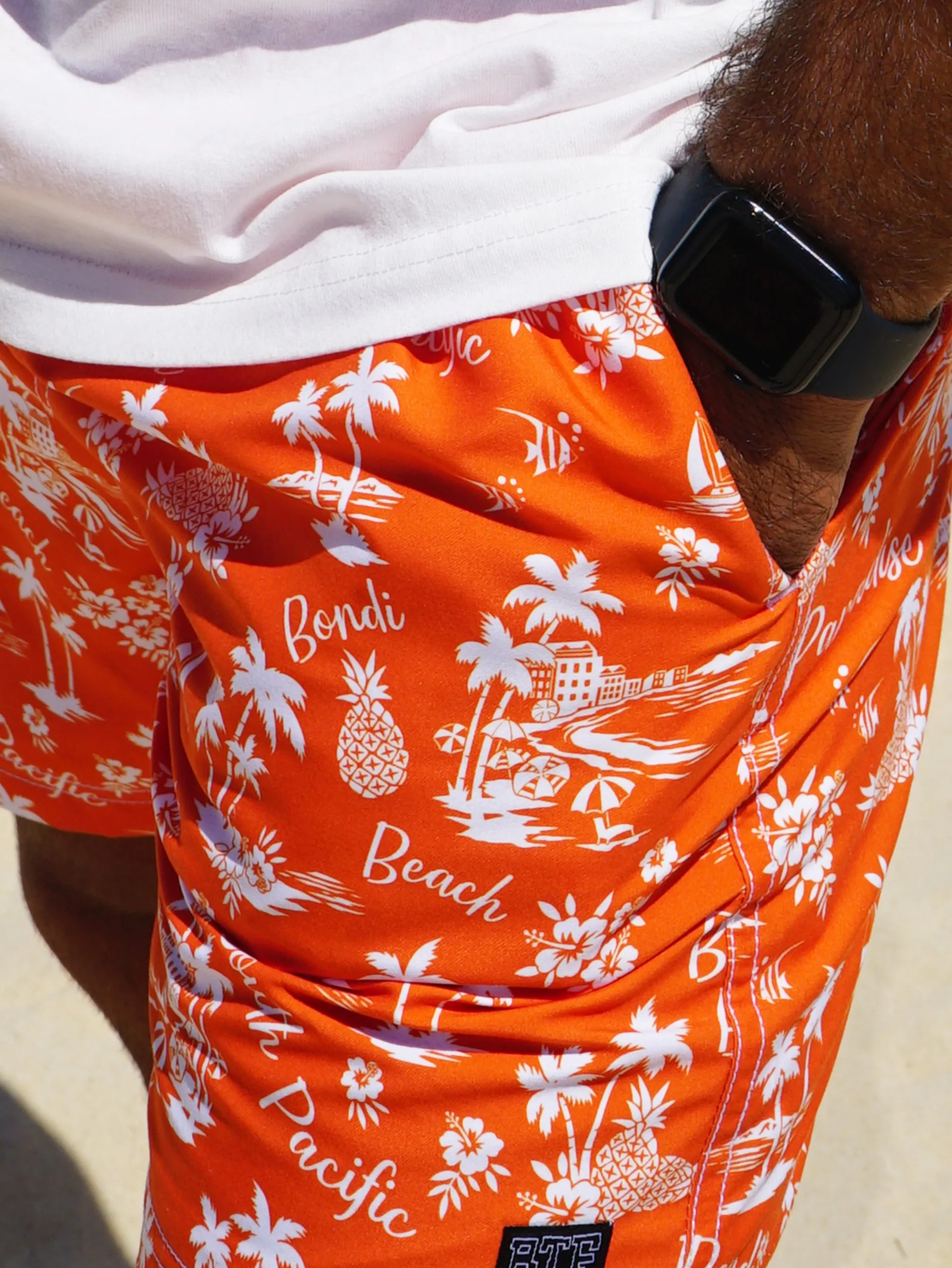 Men's Aloha Bondi Longboard Short (Orange Aloha)