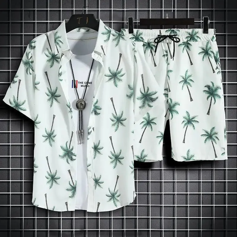 Men's Beach Set - Hawaiian Shirt & Shorts Quick Dry Summer Outfit