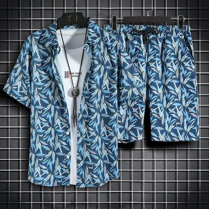 Men's Beach Set - Hawaiian Shirt & Shorts Quick Dry Summer Outfit