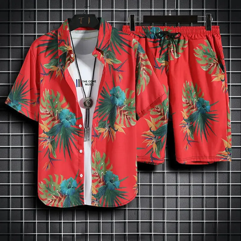 Men's Beach Set - Hawaiian Shirt & Shorts Quick Dry Summer Outfit