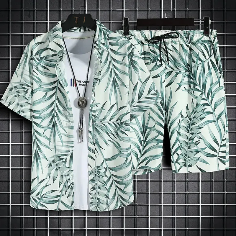 Men's Beach Set - Hawaiian Shirt & Shorts Quick Dry Summer Outfit
