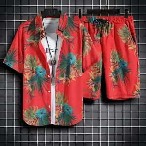 Men's Beach Set - Hawaiian Shirt & Shorts Quick Dry Summer Outfit