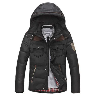 Men's Down Jacket Solid Colors And Jacket Men Duck Down Hooded Thick Clothing Male Casual Zipper Coats