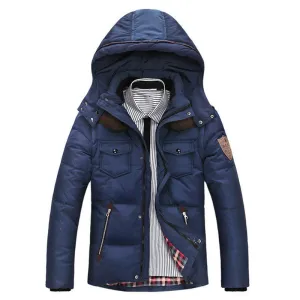 Men's Down Jacket Solid Colors And Jacket Men Duck Down Hooded Thick Clothing Male Casual Zipper Coats