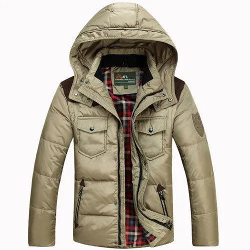 Men's Down Jacket Solid Colors And Jacket Men Duck Down Hooded Thick Clothing Male Casual Zipper Coats