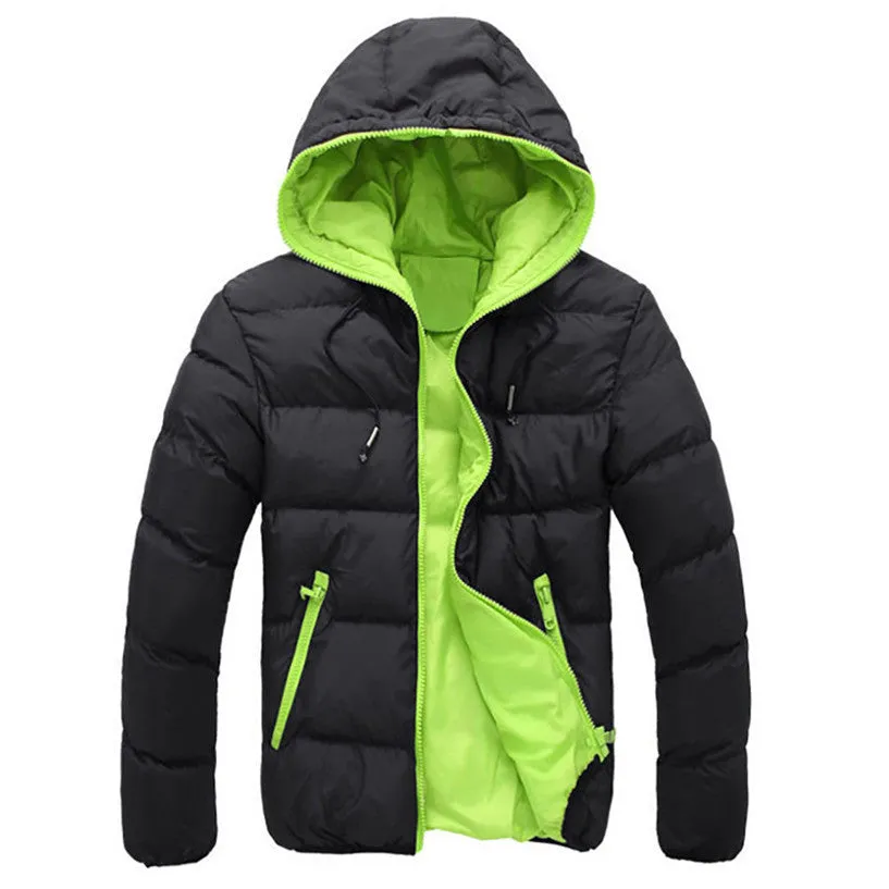 Men's Slim Casual Warm Jacket Hooded Thick Coat Parka Overcoat Hoodie Fashion Coat No09