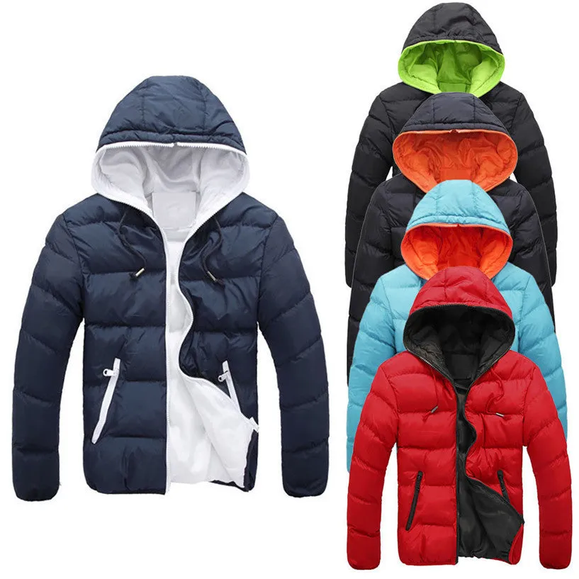 Men's Slim Casual Warm Jacket Hooded Thick Coat Parka Overcoat Hoodie Fashion Coat No09