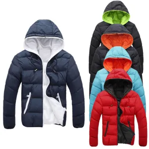 Men's Slim Casual Warm Jacket Hooded Thick Coat Parka Overcoat Hoodie Fashion Coat No09
