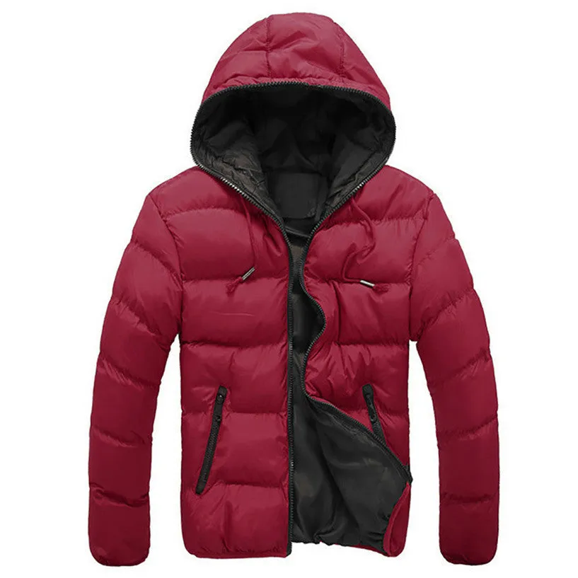 Men's Slim Casual Warm Jacket Hooded Thick Coat Parka Overcoat Hoodie Fashion Coat No09