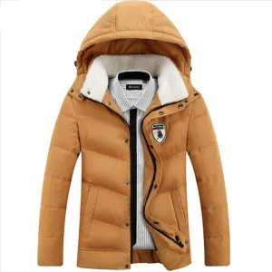 Men's White Duck Down Jacket Casual Solid Turn-dwon Collar Parka Winter Jacket Men Fashion Overcoat Outerwear