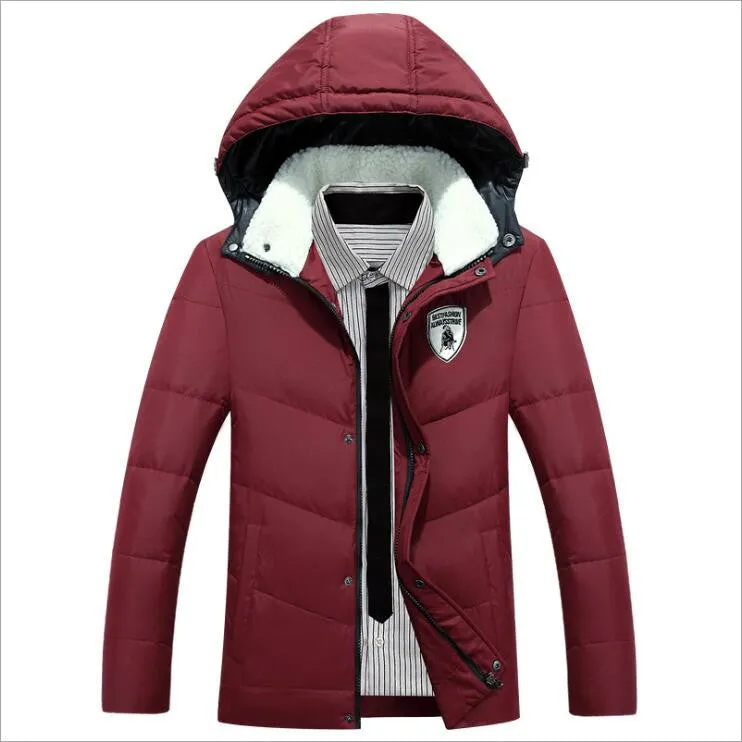 Men's White Duck Down Jacket Casual Solid Turn-dwon Collar Parka Winter Jacket Men Fashion Overcoat Outerwear