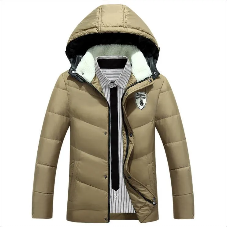 Men's White Duck Down Jacket Casual Solid Turn-dwon Collar Parka Winter Jacket Men Fashion Overcoat Outerwear