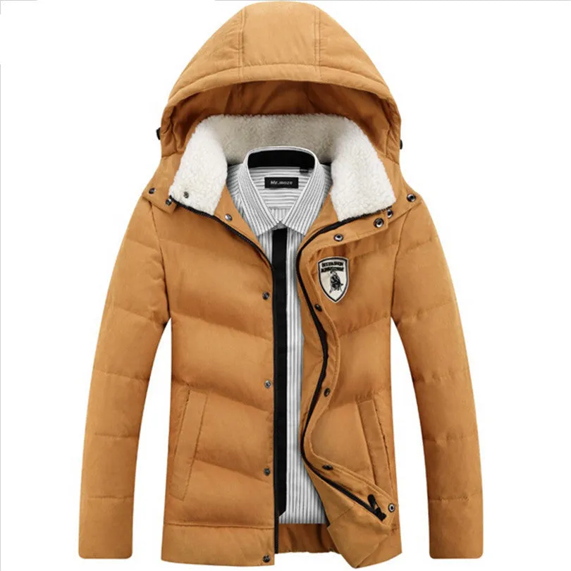Men's White Duck Down Jacket Casual Solid Turn-dwon Collar Parka Winter Jacket Men Fashion Overcoat Outerwear