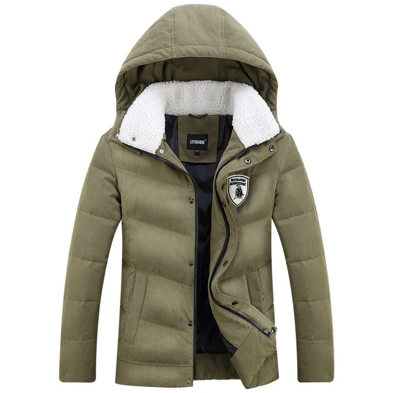 Men's White Duck Down Jacket Casual Solid Turn-dwon Collar Parka Winter Jacket Men Fashion Overcoat Outerwear
