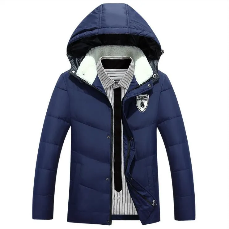 Men's White Duck Down Jacket Casual Solid Turn-dwon Collar Parka Winter Jacket Men Fashion Overcoat Outerwear
