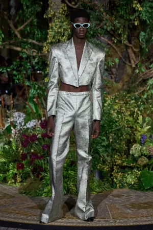 METALLIC ICE LAMÉ CROPPED BLAZER
