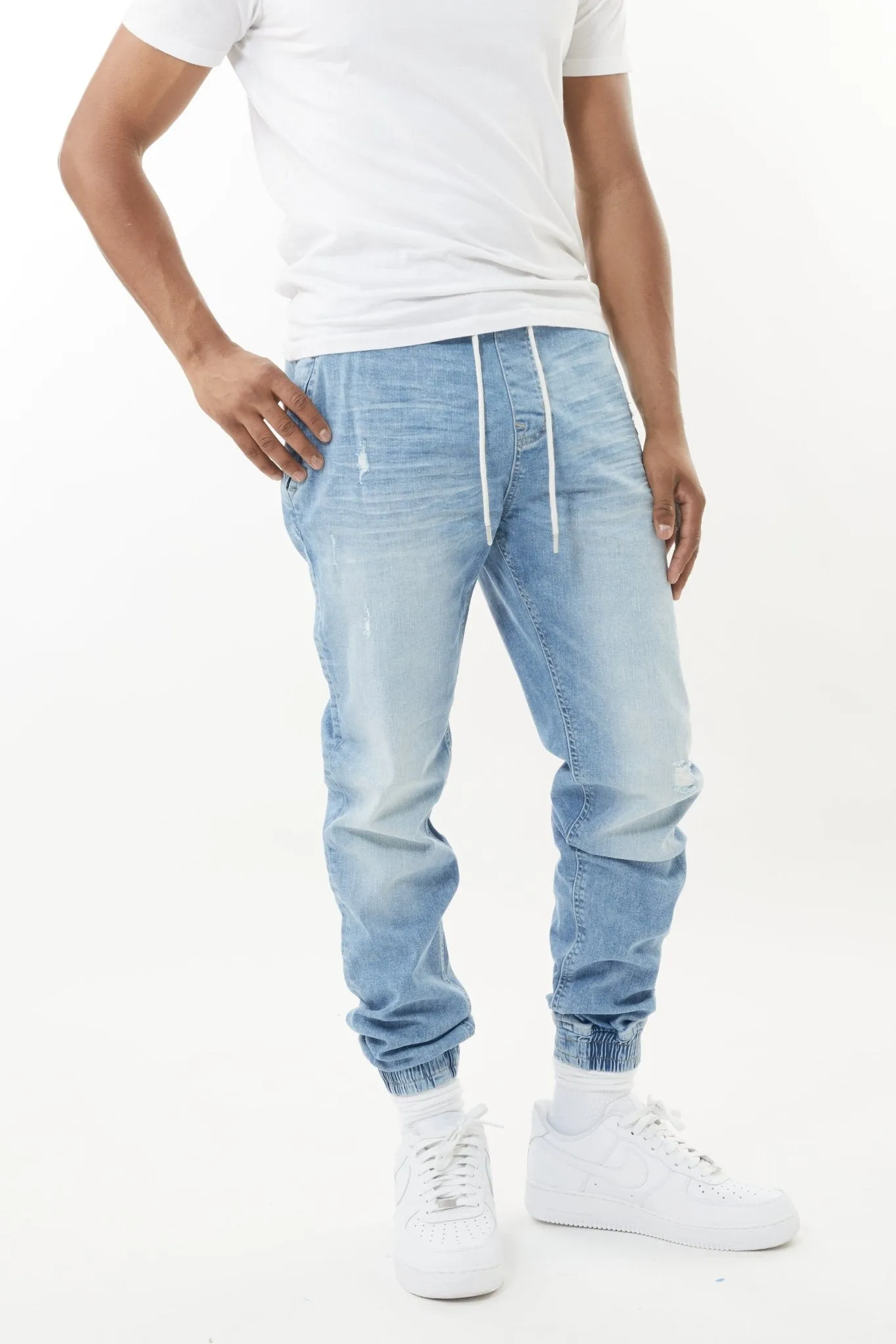 M.Society Denim Joggers in Light Indigo