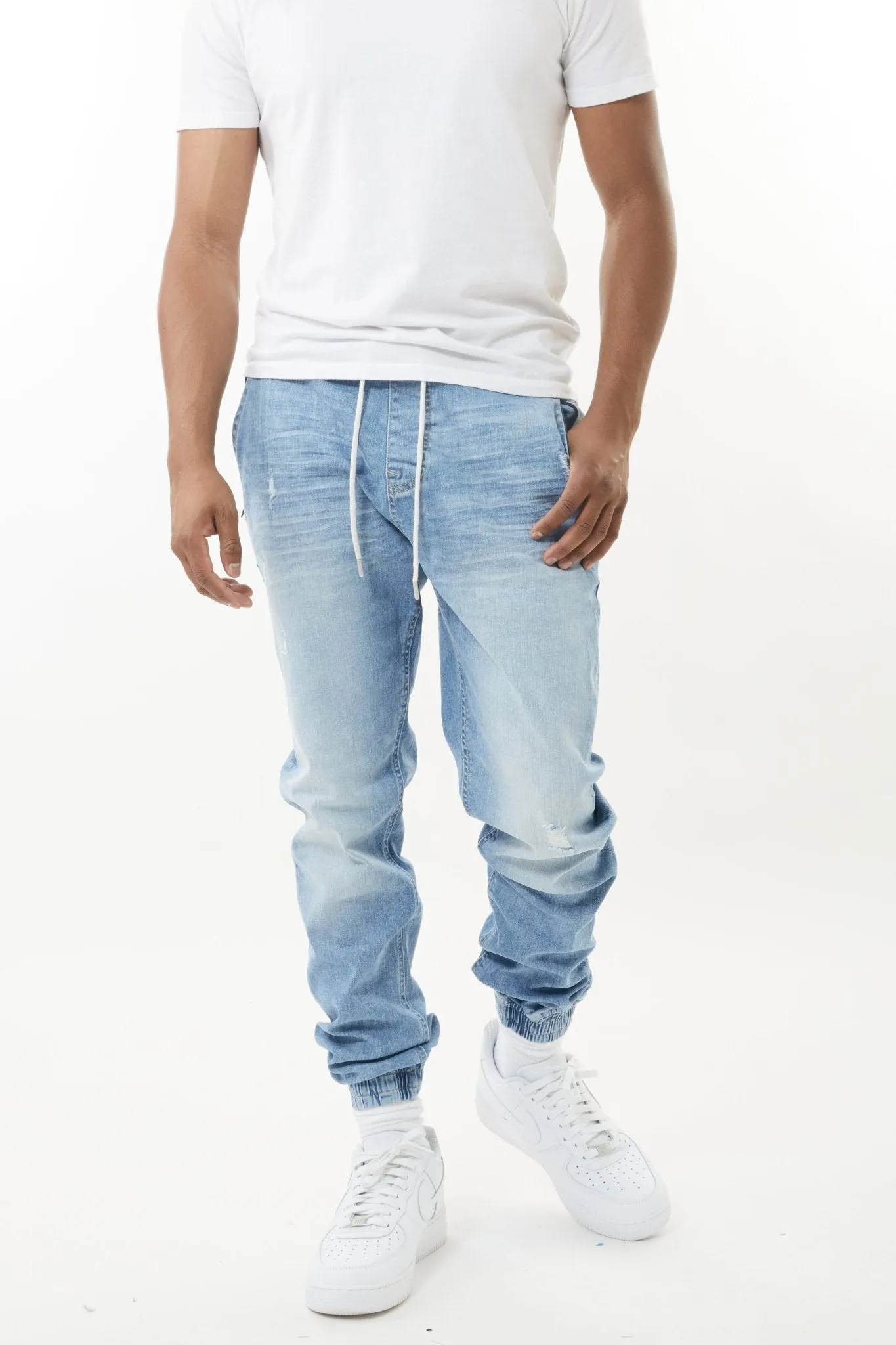 M.Society Denim Joggers in Light Indigo