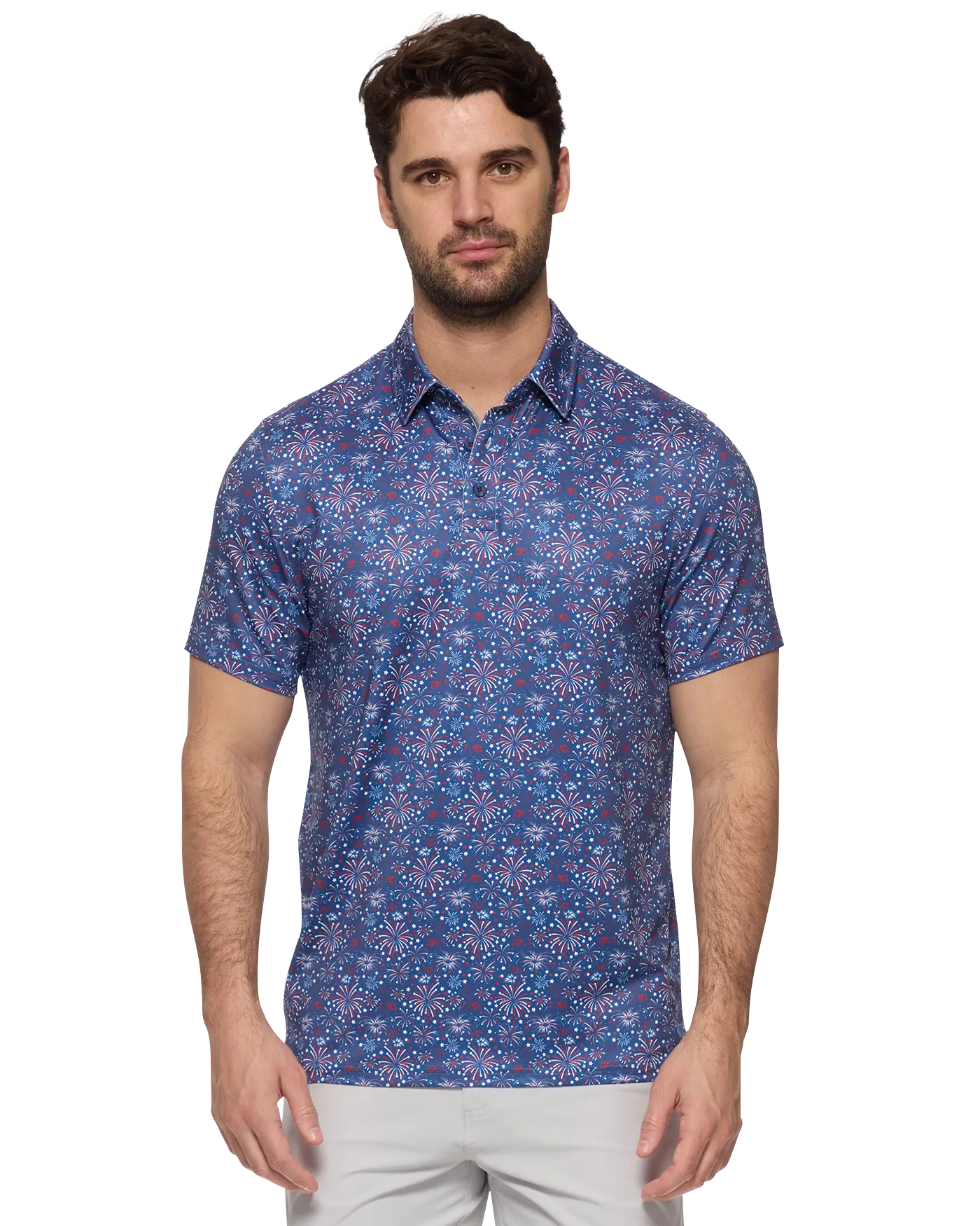 MVP FAIRHOPE FIREWORKS PRINT POLO