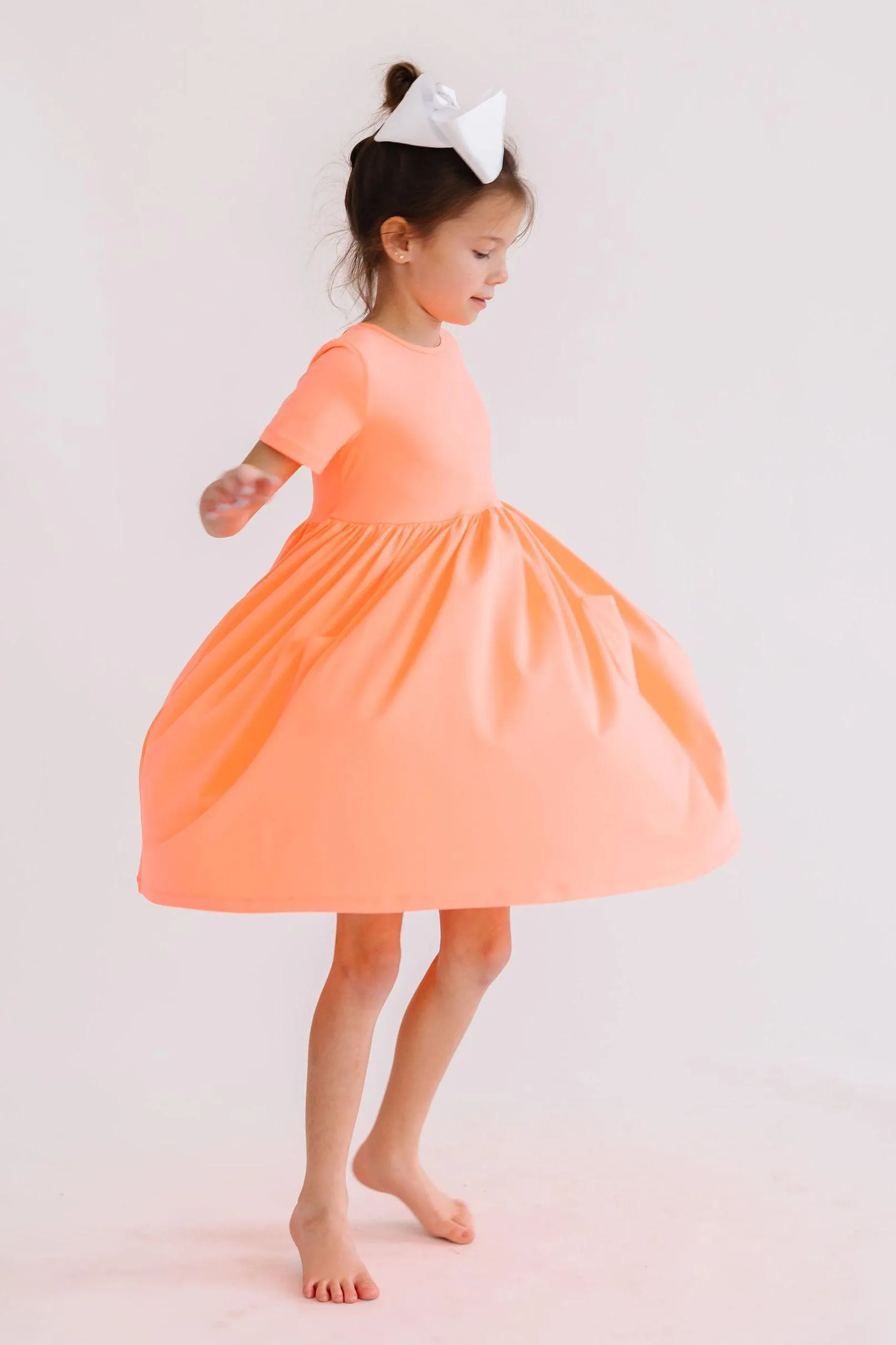 Neon Coral S/S Pocket Twirl Dress