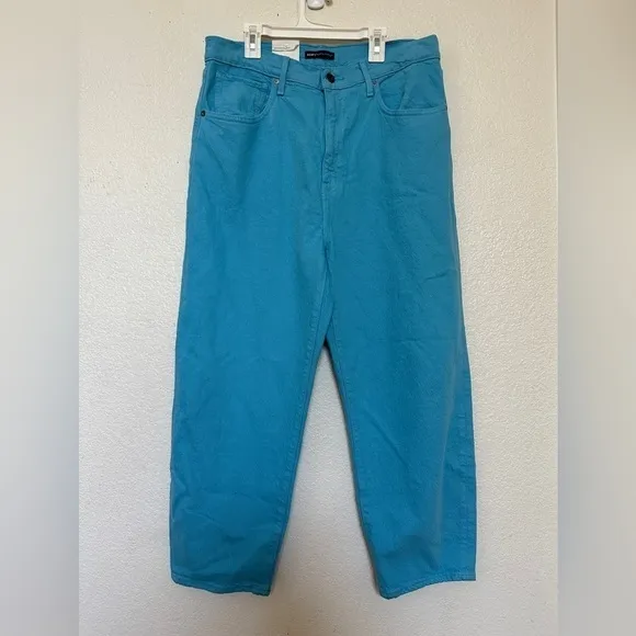 NEW Levi’s Barrel Crop Jeans Blue Teal Bright Mist Womens Relaxed Fit Size 29