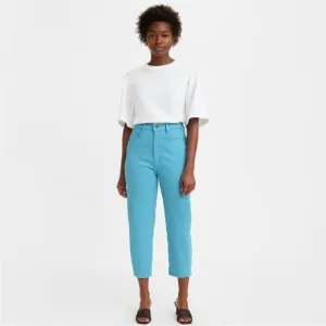 NEW Levi’s Barrel Crop Jeans Blue Teal Bright Mist Womens Relaxed Fit Size 29