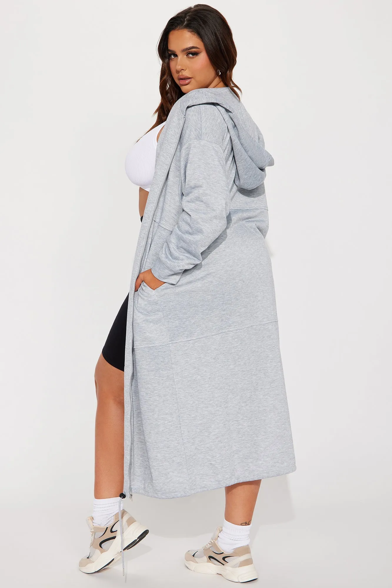 Nonstop Flights Oversized Jacket - Heather Grey